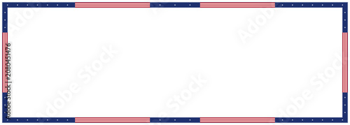 Patriotic American Flag Border Frame Isolated on Transparent BG