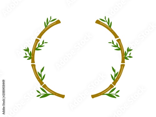 Tableau sur toile Green bamboo circle frame
