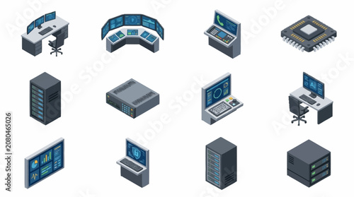 Isometric Technology Devices and Hardware Collection.