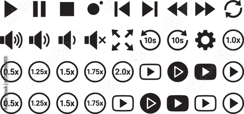Collection of media player control for and audio playback apps button