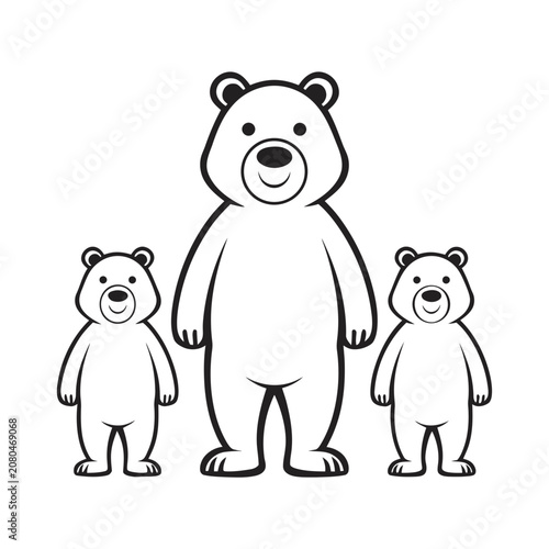 Cute cartoon bear family standing together