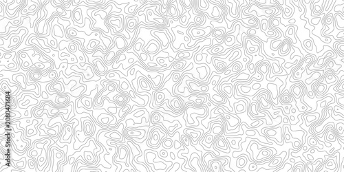 Gray topographic map lines on white background for design and texture purposes only