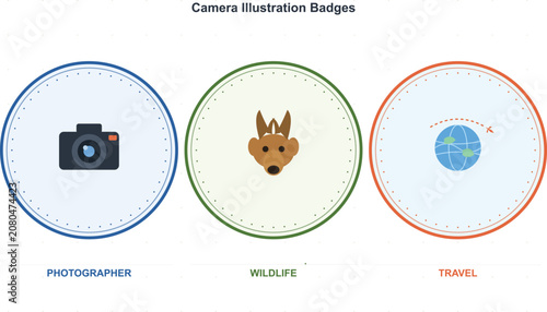 Fotografía Camera illustration badges for photographer wildlife travel enthusiasts