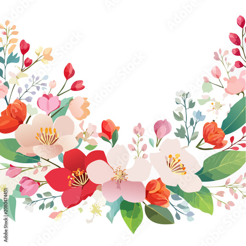 Colorful Floral Border Vector Illustration