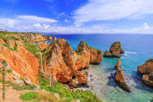 Algarve, Portugal. Costa de Oiro (Golden Coast). Ponta da Piedade near the city of Lagos.