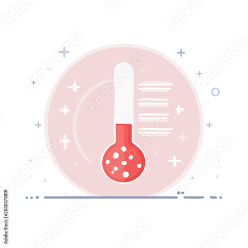 Flat vector thermometer icon with red liquid