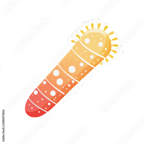 Flat vector illustration of a rocket with flame