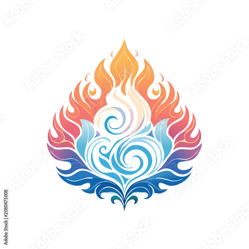 Abstract flame and water wave design vector illustration