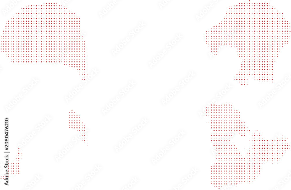 Fototapeta premium Abstract textured map outlines composed of tiny dots on a transparent grid background.