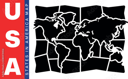 Minimalist Graphic Design Featuring A World Map And USA Text