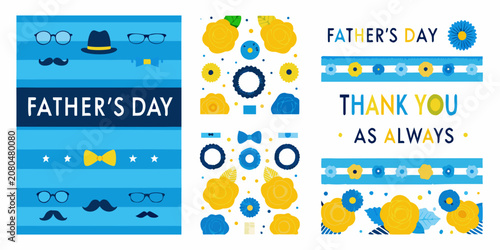 Obraz na plátně Floral ornament collection with father s day text vector illustration