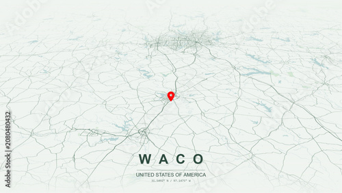 Fotografie Modern minimalist vector map of Waco, Texas, USA