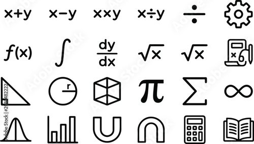 Bild auf Leinwand Mathematics symbols and icons for education and calculation