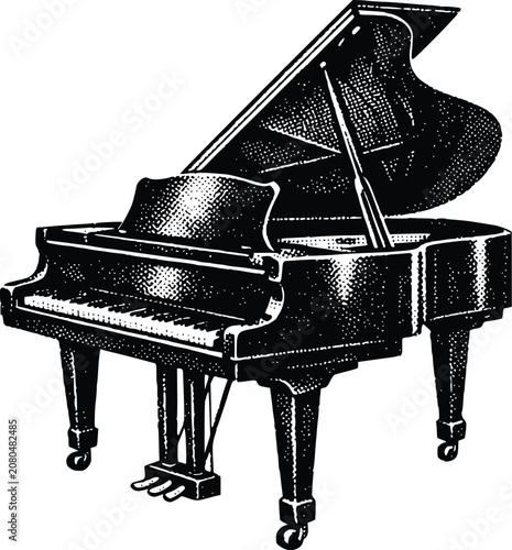 Elegant Grand Piano Line Art Vector Illustration