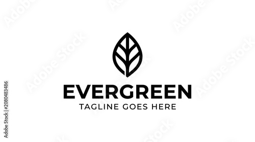 Evergreen Logo with Leaf Icon - Eco-friendly Business Branding