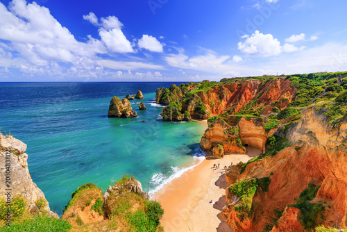 Algarve, Portugal. Costa de Oiro (Golden Coast). Beautiful beach Praia do Camilo near Lagos.