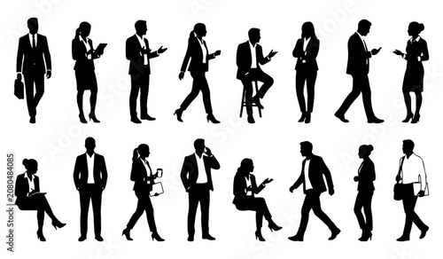 Photos Business professional silhouette set for corporate representation with silhouett
