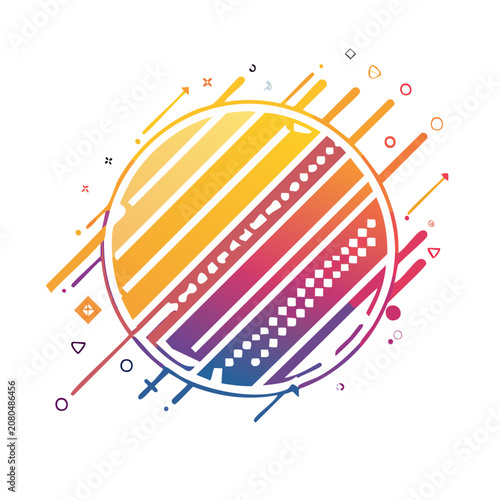 Colorful Abstract Circle with Gradient and Geometric Elements