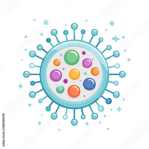 Colorful virus cell vector illustration