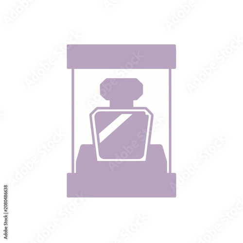 Flat icon of a perfume bottle with spray nozzle