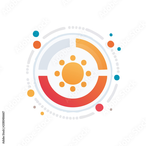 Flat design circular diagram with segments and dots