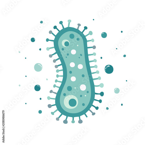 Flat illustration of a bacterium with cilia