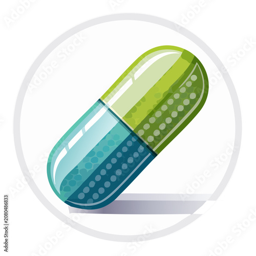 Green and blue capsule pill vector illustration