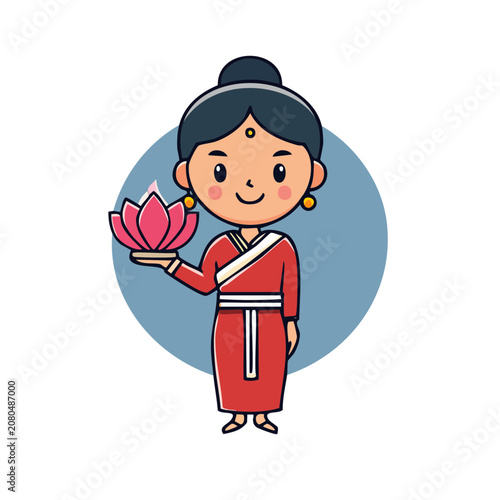 Cartoon boy in red shirt and blue cap