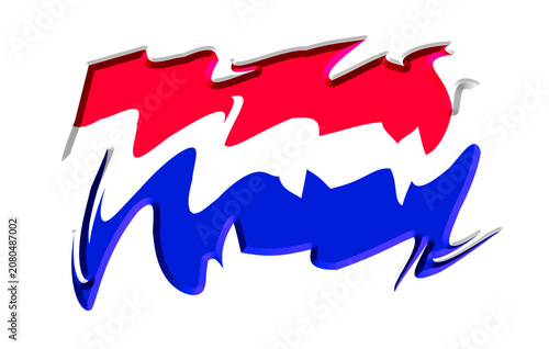 Abstract Netherlands flag background with flowing red white and blue waves for modern creative design projects