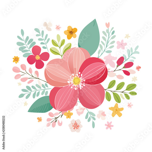 Colorful flat illustration of a flower bouquet