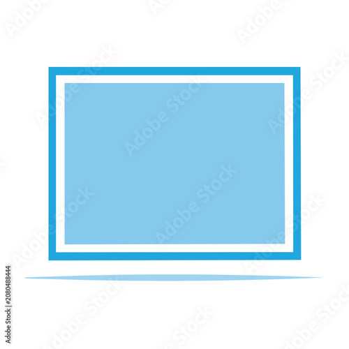 Flat vector laptop icon with blue screen