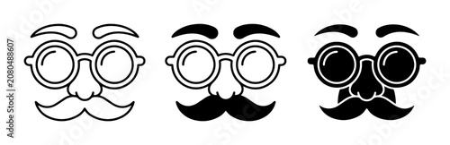 Foto Funny disguise mask vector icon set, three variations of a classic novelty glass