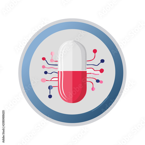 Red pill with circuit board design vector icon