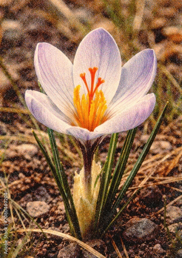 Fototapeta premium Vibrant crocus bloom poster image