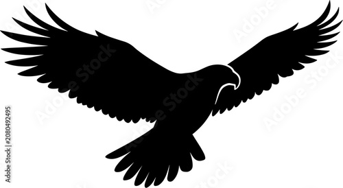 Tableau sur toile vector can editable Dynamic silhouette of a predatory eagle soaring with expansi