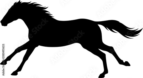 Foto vector can editable Spirited horse at full gallop silhouette highlighting athlet