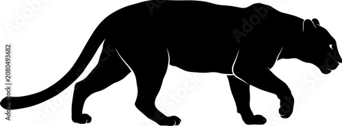 Tableau sur toile vector can editable Stealthy prowling panther silhouette captured in a low-profi