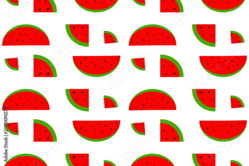 Seamless pattern of cute watermelon slices on white background vector illustration