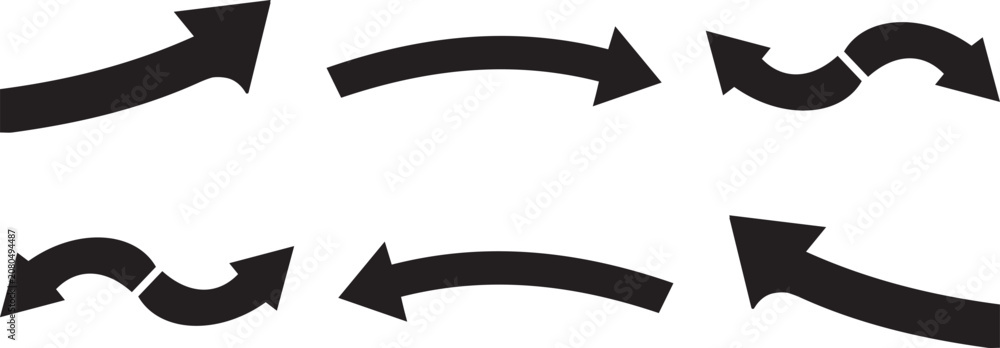 Obraz premium Curved long arrow icon pack, vector set design element. 