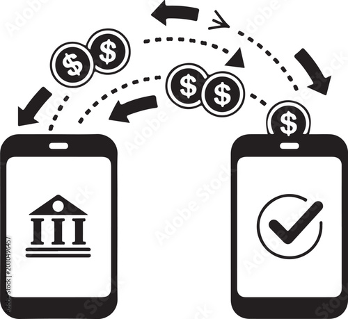 Secure mobile phone banking application facilitating electronic money transfer between two smartphone devices quickly