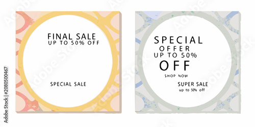 Slika na platnu Colorful abstract sale banner collection with oval frames