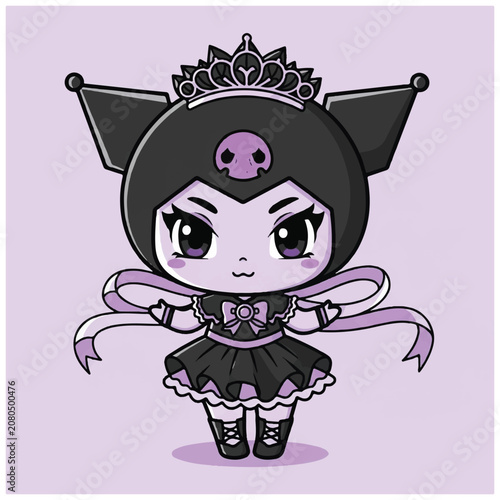 Kawaii goth girl cartoon character.