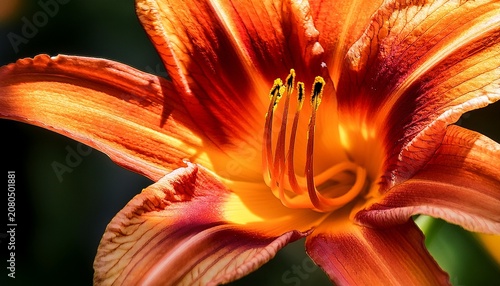 Bright Orange Daylily In Full Bloom Perfect For Summer Gardening Content Nature Prints Or Floral Cards This Macro Captures Vivid Garden Life And Textures