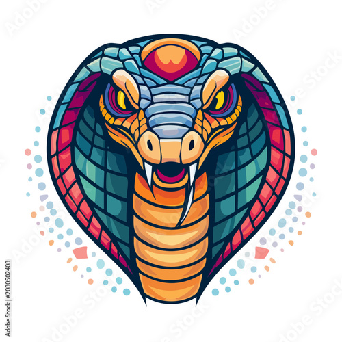 Stained Glass Style Cobra Head Vector Illustration