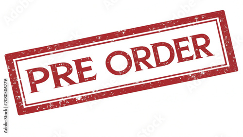 Pre Order Red Rubber Stamp Isolated on Transparent Background, Distressed Grunge Stamp PNG