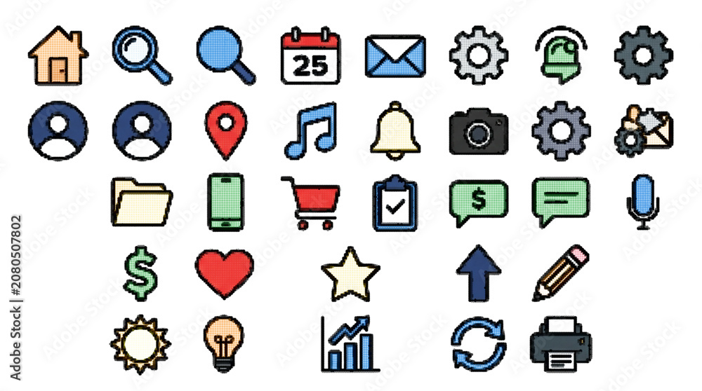 Fototapeta premium Flat Vector Icon Set for Technology Business and Lifestyle Themes