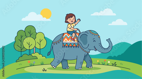 Flat illustration of a baby elephant
