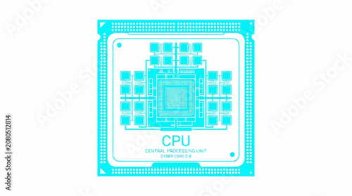 Bild auf Leinwand Central Processing Unit Chip Technology Microelectronics.
