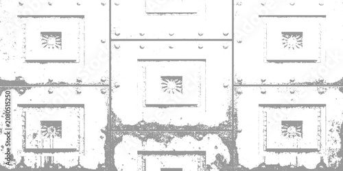 Vintage Photo Frame with Antique House Illustration, Architectural Sketch Drawing and Grunge Paper Texture Background Vector Design
