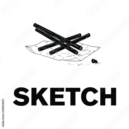 Bild auf Leinwand Cigarillos and tobacco sketch illustration on a white background sticks